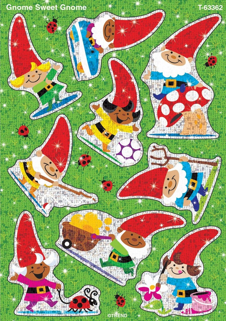 Gnome Sweet Gnome Sparkle Stickers (2 Sheets) (18stickers)