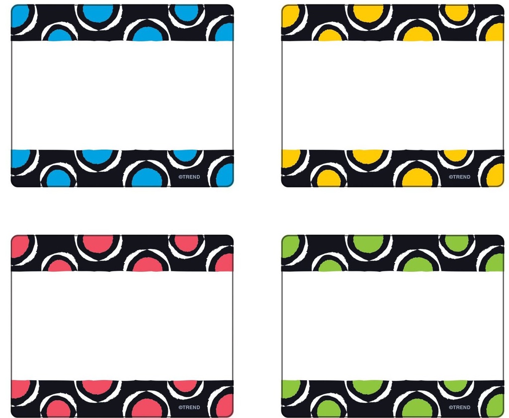 Bold Strokes Circles 4 Designs Nametags Variety Pk Self-adhesive (7cm)   (36 pcs)