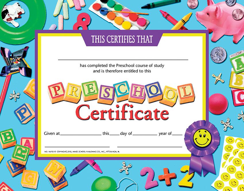 Preschool Certificate (21.5cm x 28cm)   (36 pk)