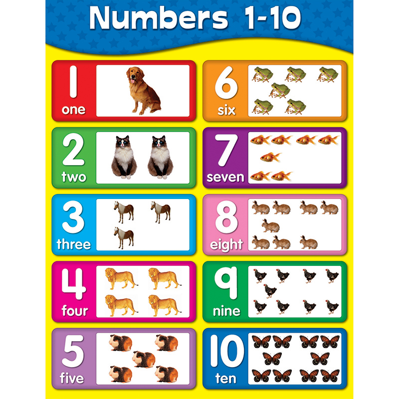 NUMBERS 1-10 CHARTS ( 55cm x 43cm)