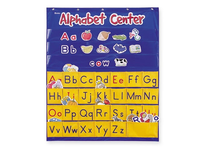 Alphabet Center Pocket Chart 28”x 34”(71.1cmx 86.3cm)