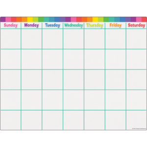Colorful Calendar Write-On/Wipe-Off Chart 17''x22''(43cmx55cm)