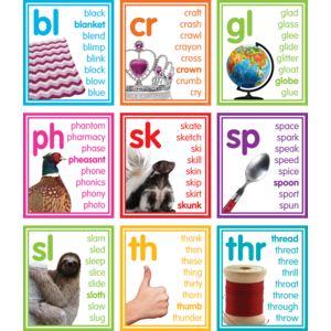 Colorful Photo Cards Digraphs and Blends Bulletin Board (30pcs)