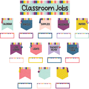 Oh Happy Day Classroom Jobs Mini Bulletin Board 21&quot; x 6''(53.3cmx15.2cm) (49pcs)