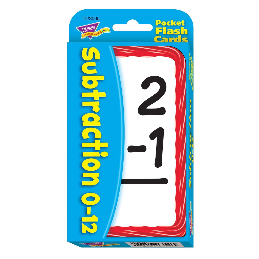 Subtraction 0-12 Pocket Flash Cards Two-sided (56cards)