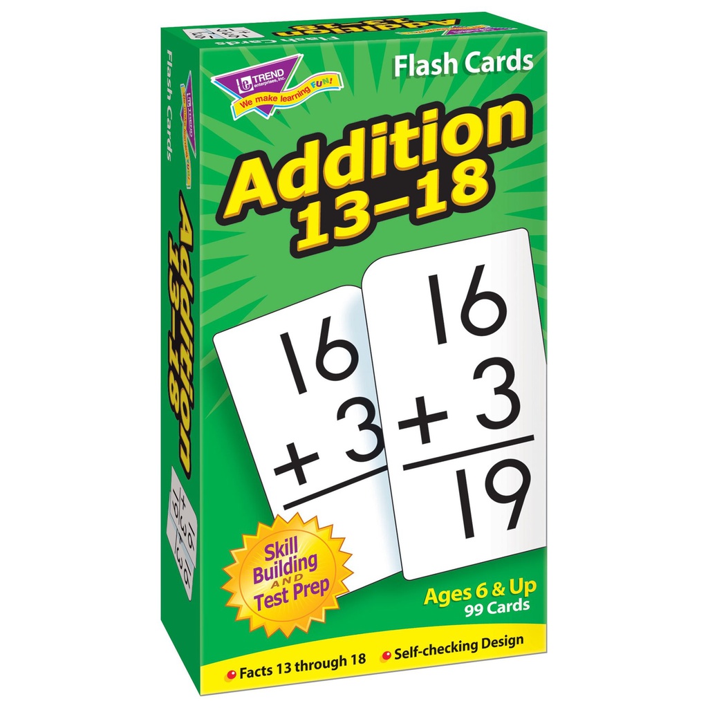 Addition 13-18 Flash Cards Two-sided (99cards)