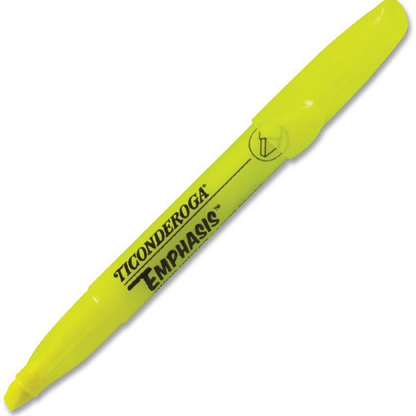 TICONDEROGA Emphasis Highlighter -Desk Style-Chisel Tip-Yellow SINGLE