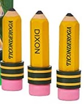 Ticonderoga Pencil-shape Latex-free Eraser-Yellow-Pencil (approx 3&quot;) 3 pcs