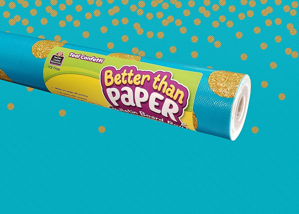 TEAL Confetti Better Than Paper Bulletin Board Roll 4'x12'(1.2mx3.6m)