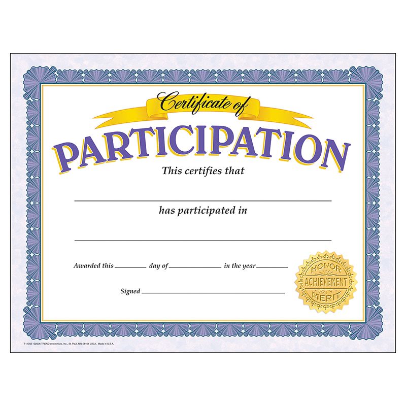 Certificate of Participation (30pcs)(21.5cmx27.9cm)