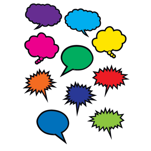 Colorful Speech/Thought Bubbles Accents 10 Designs 30 pcs (6.5&quot; x 5&quot;=16.5cm x 12.7cm)