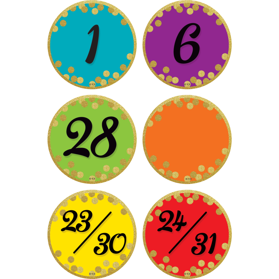 Confetti Colorful Calendar Days (36/pack)