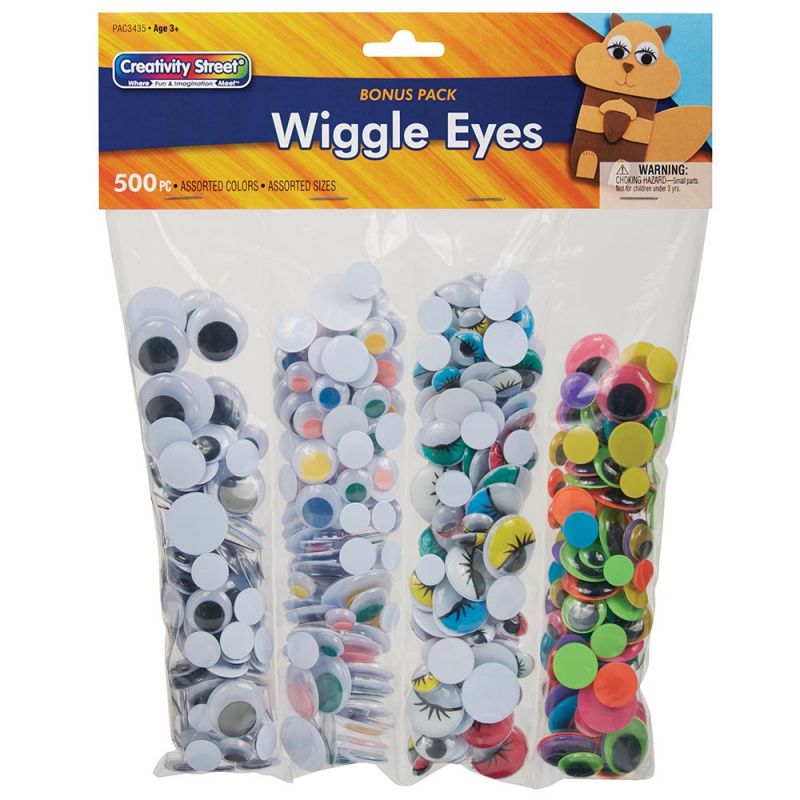 CREATIVITY STREET WIGGLE EYES ASSORTED SIZES ASSORTED COLORS 500 PIECES