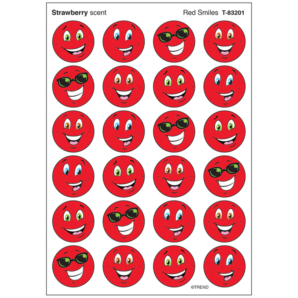 Red Smiles, Strawberry scent Scratch 'n Sniff Stinky Stickers (96 Stickers)