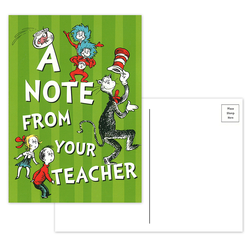CAT IN THE HAT A NOTE FROM YOUR TEACHER POSTCARDS(36/pkg)