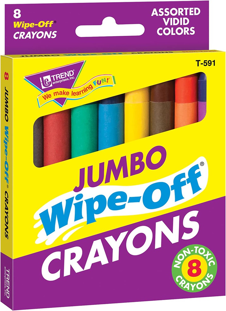 WIPE-OFF CRAYONS  8-Pack Jumbo Assorted