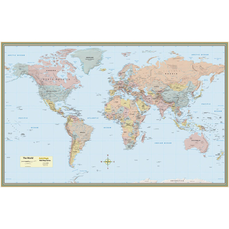 WORLD MAP LAMINATED  (50&quot;x32&quot;)  127cm x 81cm)