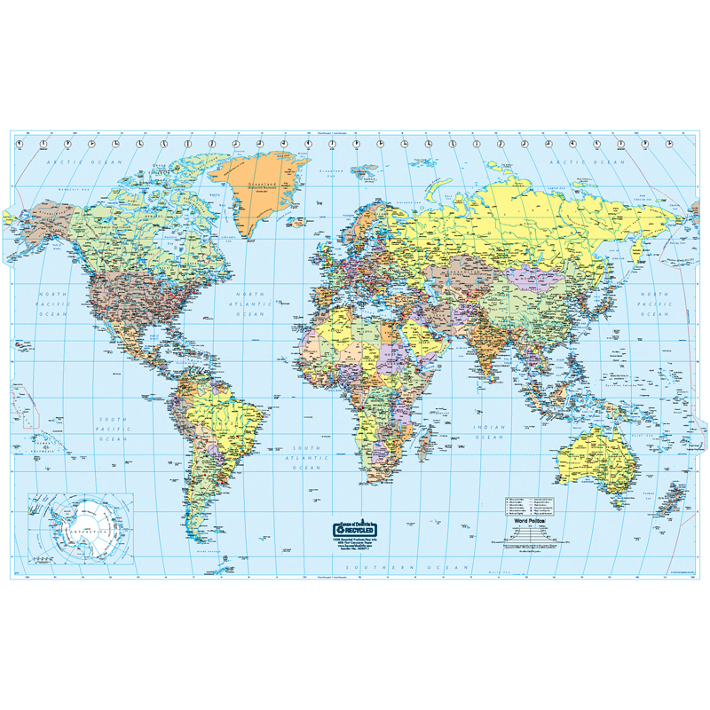 WORLD MAP LAMINATED  (50&quot;x33&quot;)  (127cm x 84cm)