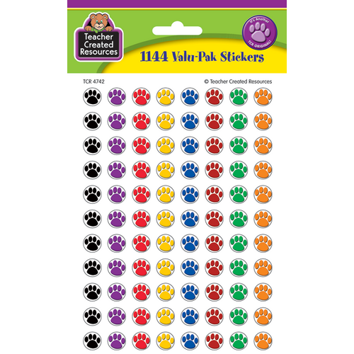 COLORFUL PAW PRINTS Mini Stickers Value-Pack (1144/pkg)