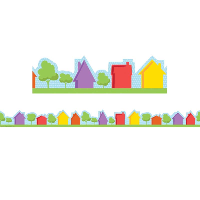 A TEACHABLE TOWN STREET  EXTRA-WIDE Border 37' x 3.25&quot;  (11.25m x 8.25cm)