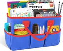 Teacher Helper Tote Bag/Desktop Tote (13.6x5.7x8.7 inches)(34.5cm x 14.5cm x 22cm) BLUE/RED