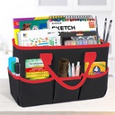 Teacher Helper Tote Bag/Desktop Tote (13.6x5.7x8.7 inches)(34.5cm x 14.5cm x 22cm) BLACK/RED