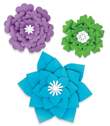 BLUE PURPLE GREEN FLOWER DIMENSION ACCENT CREATIVELY INSPIRED 3 sizes large medium and small (large21''=53.3cm approx)