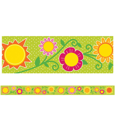 SUNSHINE &amp; FLOWERS STRAIGHT BORDER, 3'x36'(0.9mx10.9m)