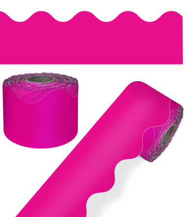 HOT PINK ROLLED SCALLOPED BORDERS, 2.25''x65'(5.7cmx19.8m)