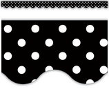 Black Polka Dots Scalloped Border Trim, 12 strips (3''x35'')7.6cmx88.9cm, total (35'=10.6m)