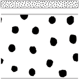 Black Painted Dots on White Straight Border Trim (35ft=10.9m)