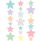 Pastel Pop Stars Accents - Asst Sizes (15cm) 6.1'', (11.4cm) 4.5'', (10.6cm) 4.25'', (7.6cm) 3'' (60pcs)