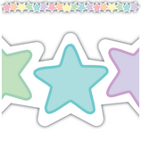 Pastel Pop Stars Die-Cut Border Trim, 12pcs 2.75''x35''(6.9cmx88.9cm), total (35'=10.6m)