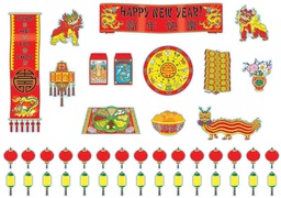 [CDX110092] Chinese New Year Mini Bulletin Board Set happy new yr 20&quot;x5.25&quot;(50.8cmx13.3cm) ( 30pcs)