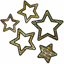 [CDX120241] COLORFUL ACCENTS Black Gold Stars Asst. Design 12 each large(15cm) &amp; medium(12 cm) 15 pcs small(9 cm) (39 pcs)