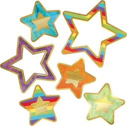 [CDX120242] Rainbow Foil Colorful Accents Asst Sparkle + Shine 12 each large(14cm) medium (14cm) 15 small stars (8cm) (39 pcs)