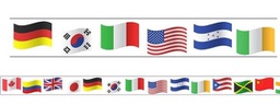 [CHL28108] WORLD FLAGS THEME MAGNETIC BORDER 24&quot; x 1½&quot;. 24 total feet ( 61 cm x 3.8 cm 7.3 m total)