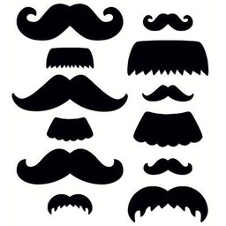 [CTPX0955] Mustache Medley Accents 12 each of 6 large designs (6''=15cm) ,12 each of 12 small designs(3&quot;=7.6cm)  216 pcs