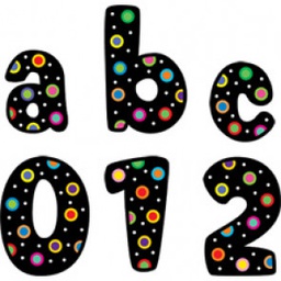 [CTPX4631] Poppin' Patterns Dots on Black Lowercase Sticker Letters (155 stickers)
