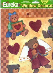 [EUX836574] Bears with Hearts Window Clings (9 pcs)