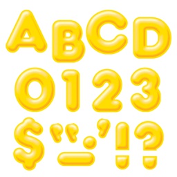 [TX79503] Yellow 4'' 3-D Uppercase Ready Letters (71 characters)