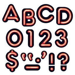 [TX79511] Bright Red 4 Neon Uppercase Letters, Numbers ,Punctuation  (25cm x 23cm)