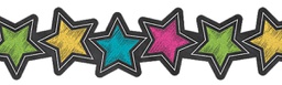 [TCR3569] Chalkboard Brights Stars Die-Cut Border Trim, 12pcs 2.75''x35''(6.9cmx88.9cm), total (35'=10.6m)