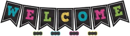 [TCR5614] Chalkboard Brights Pennants Welcome Bulletin Board (48pcs)