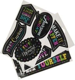 [TCR77881] Clingy Thingies: Chalkboard Brights Positive Sayings Accents  3&quot; to 10&quot; (7.6cmx25.4cm) (10pcs)
