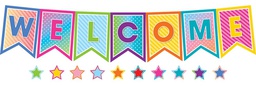 [TCRX8753] Colorful Vibes Pennants Welcome Bulletin Board (48 stars accents,7 little pcs.)