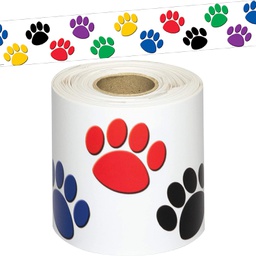 [TCR8948] Colorful Paw Prints Straight Rolled Border Trim