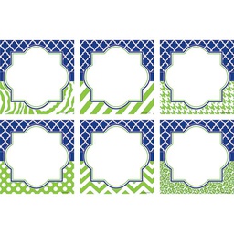 [TCRX77118] Navy &amp; Lime Wild Moroccan Large Accents 6 diff designs 5 each 7.8''(20.3cm)(30 pcs)