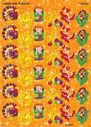 [TX63008] Awesome Autumn Sparkle Stickers ( 2 Sheets) (72stickers)