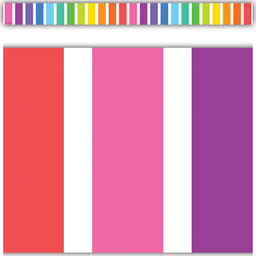 [TCR8339] Colorful Stripes Straight Border Trim, 12pcs 3''x35''(7.6cmx88.9cm), total (35'=10.6m)